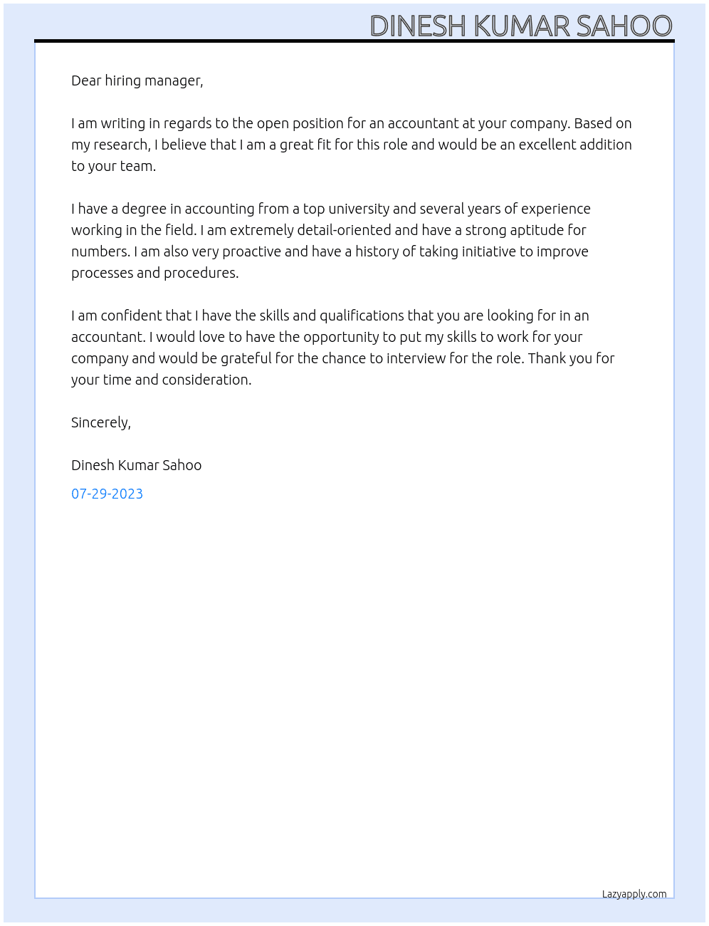 accountant At krishik Cover Letter