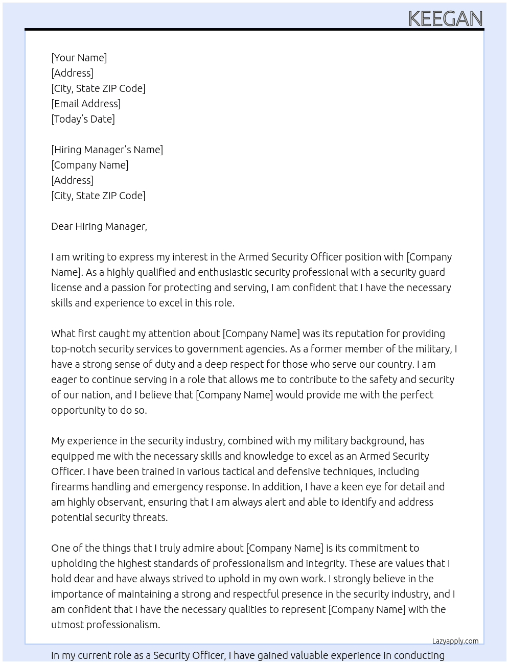 Armed security officer FPS/DHS government contract At Armed security officer FPS/DHS government contract Cover Letter