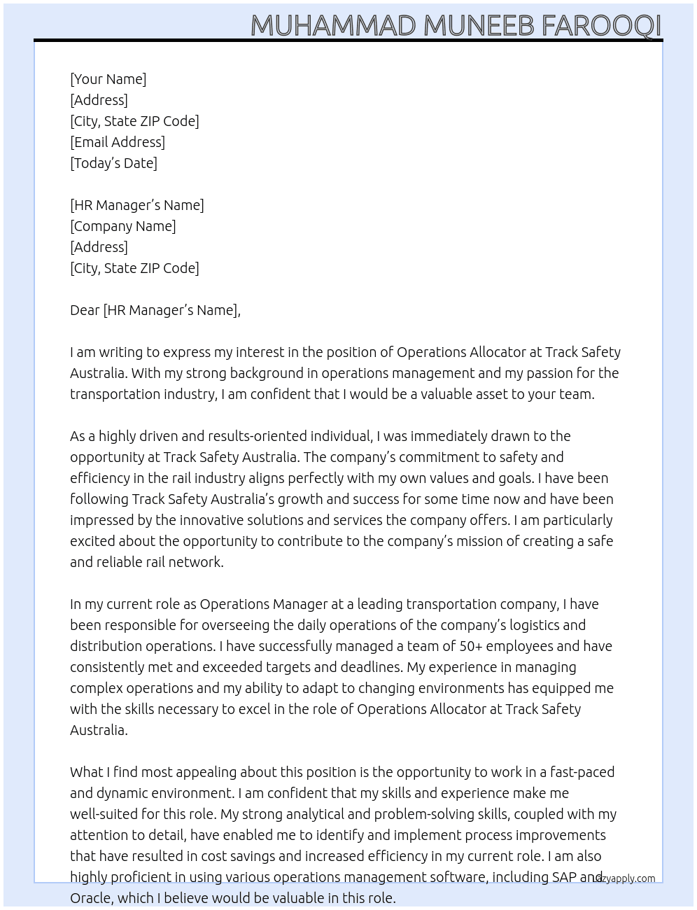 Cover letter for operations allocator - LazyApply