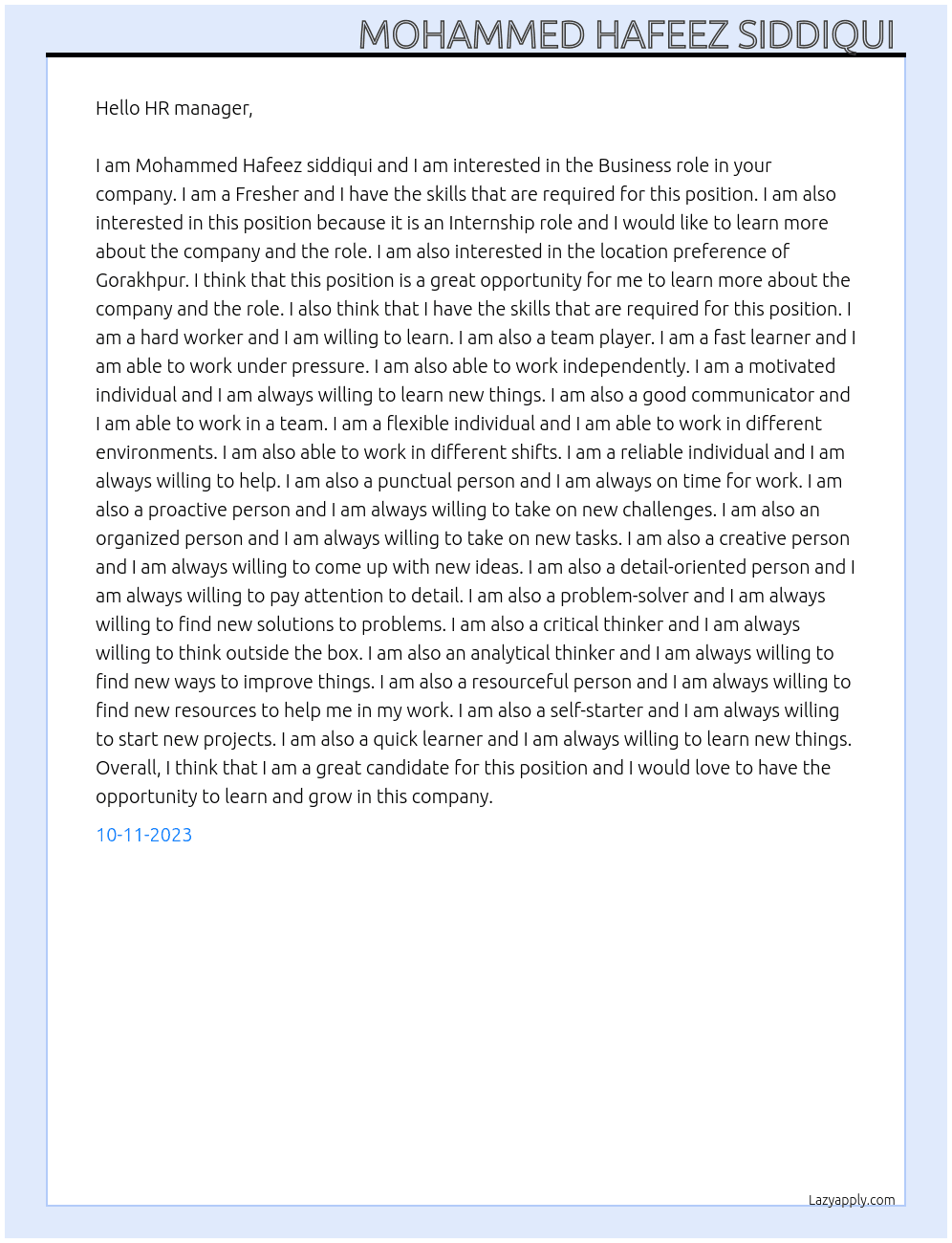 Business  At Business  Cover Letter